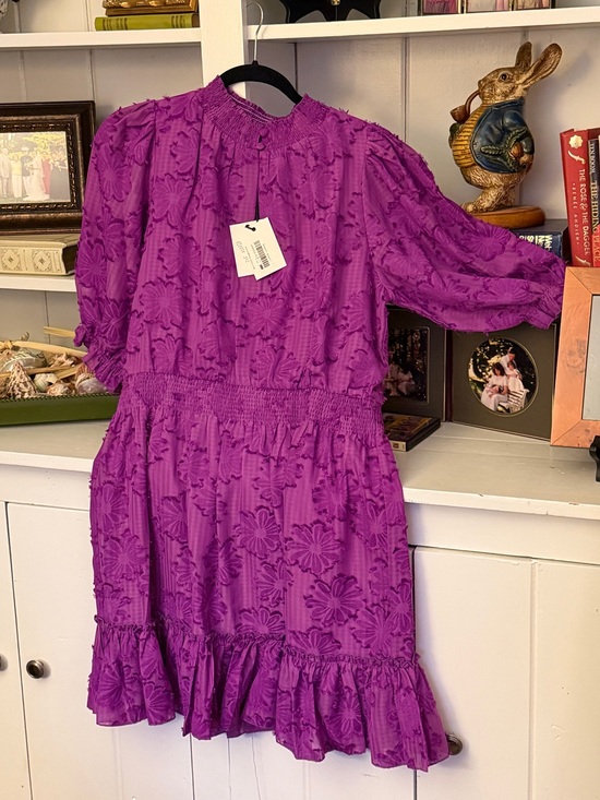 Abbey Glass Dresses & Skirts - Abbey-Glass chiffon vibrant purple dress with sunflower motif NWT! Never worn!